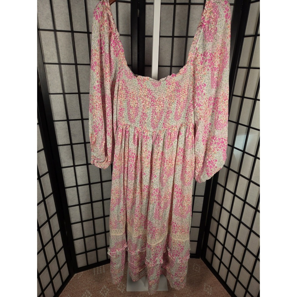 Penelope Rose Cottagecore Prairie Smocked Floral Midi Dress Women's Size Medium - Picture 7 of 7